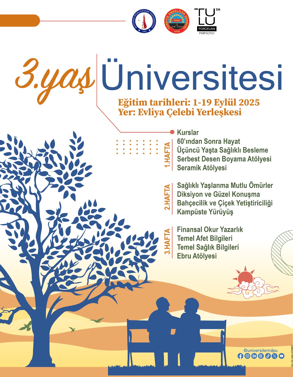 3.yaş Üniversitesi 1-19 Eylül deki Kurslar