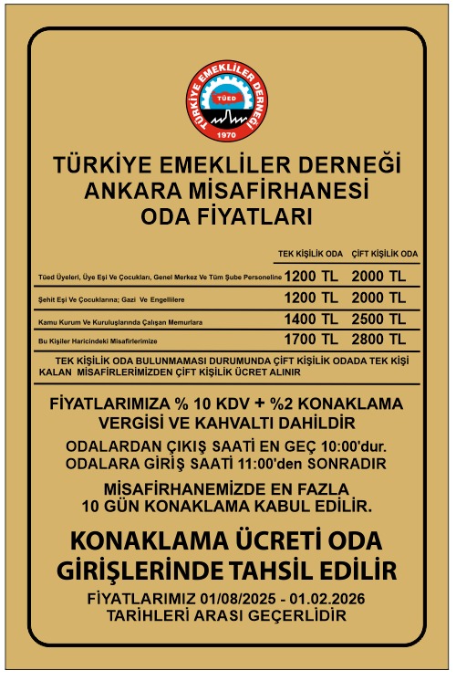 Ankara Misafirhane Oda fiyatları 